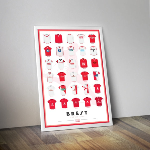 Affiche maillots de foot de Brest  I Affiche football I Affiche foot