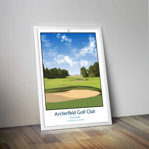 Affiche Golf Archerfield Golf Club I Affiche parcours de golf I Affiche golf Ecosse