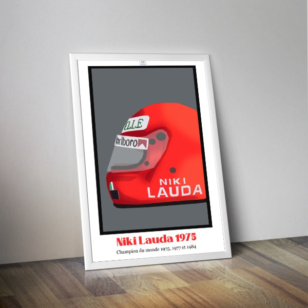 Affiche casque Niki Lauda 1975 I Casque pilote de F1 I Formule 1