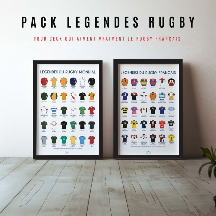 Affiches des 2 légendes pack légendes du rugby -  Légendes France - Légendes monde
