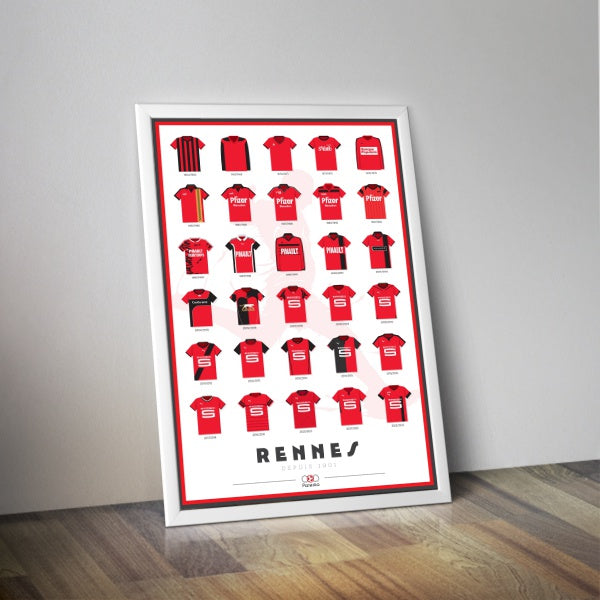 Affiche des maillots de RENNES I Affiche football Rennais I Affiche foot