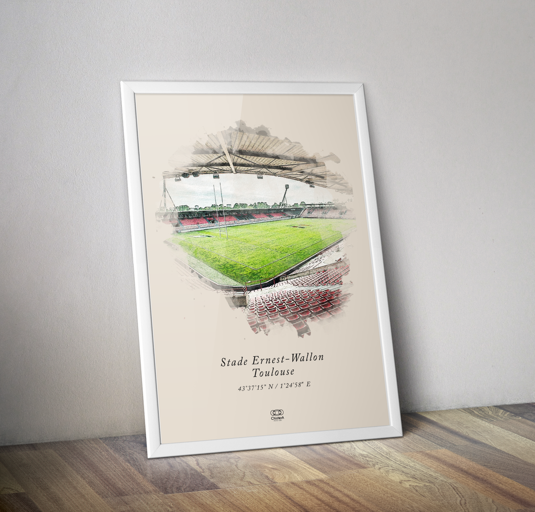 Stade rugby Ernest Wallon affiche vue intérieure - Affiche stade TOP 14