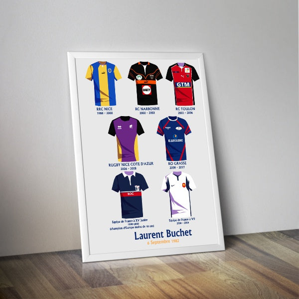 Affiche ma carrière de rugbyman I Affiche sur mesure I Affiche personnalisable