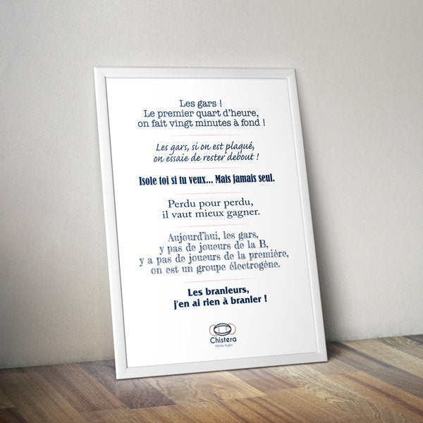 Affiche citations de coach - Affiche phrase drôles - Rugby citations - Affiche chistera