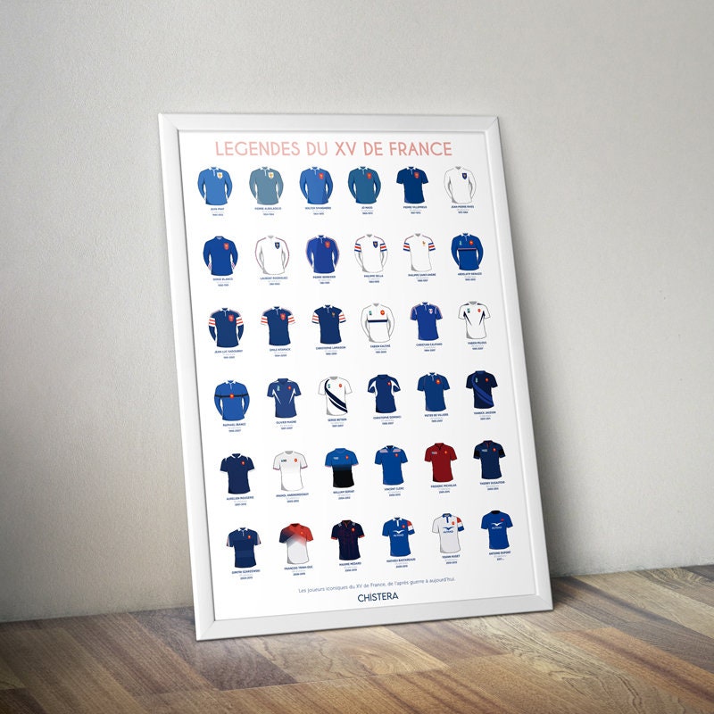 Affiche 2023 équipe de FRANCE rugby - maillots - XV deFrance