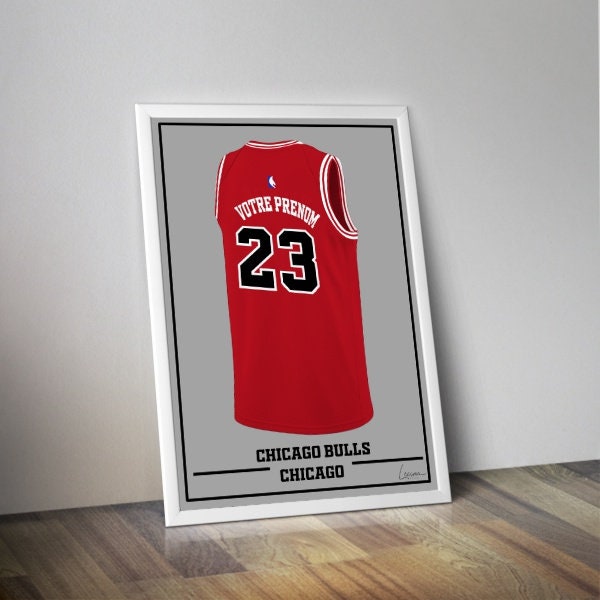 Affiche maillot Chicago BULL rouge I Personnalisation maillot I Affiche basket