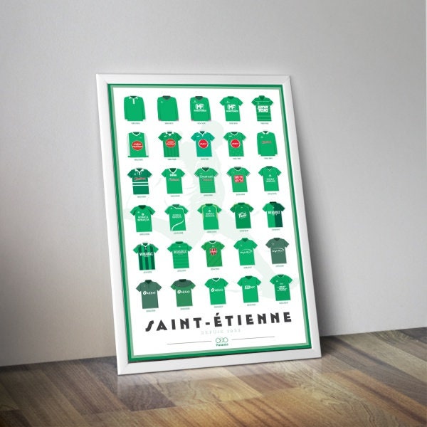 Affiche de maillots Saint Etienne I affiche foot I Allez les verts I Football