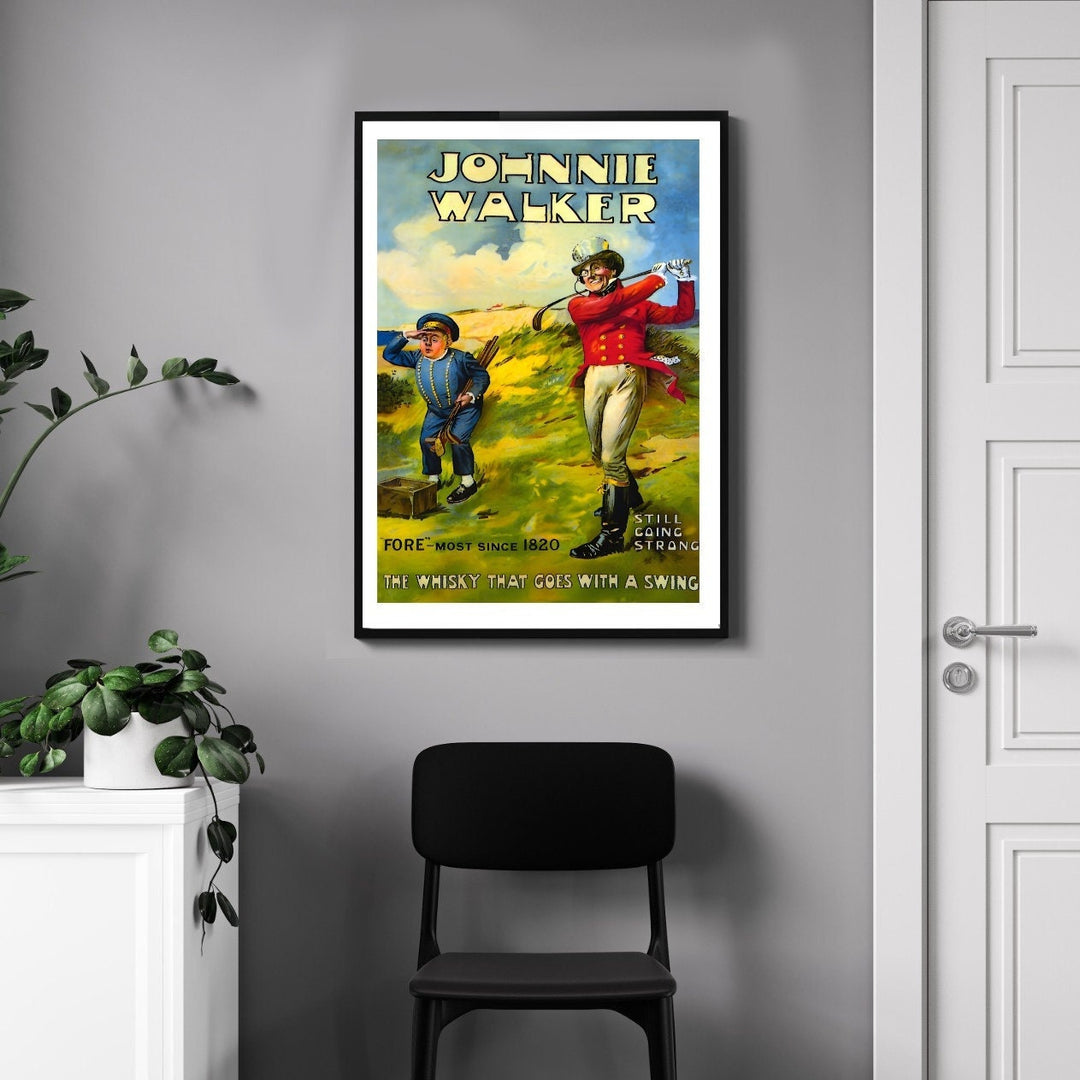 Affiche retro sport golf -  Johnnie Walker - vintage golf