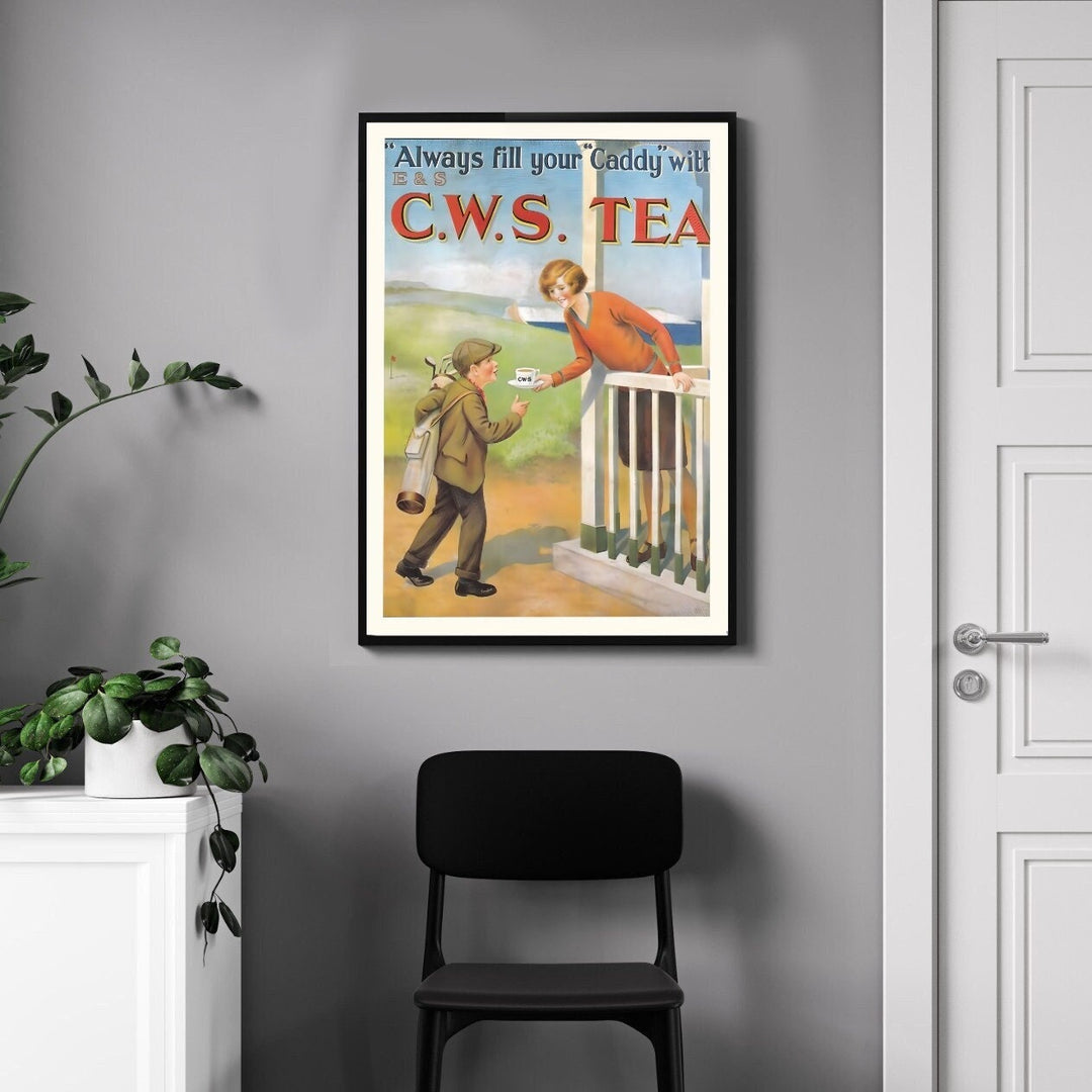 Affiche caddy golf I publicité vintage I affiche retro I pub vintage I CWS tea
