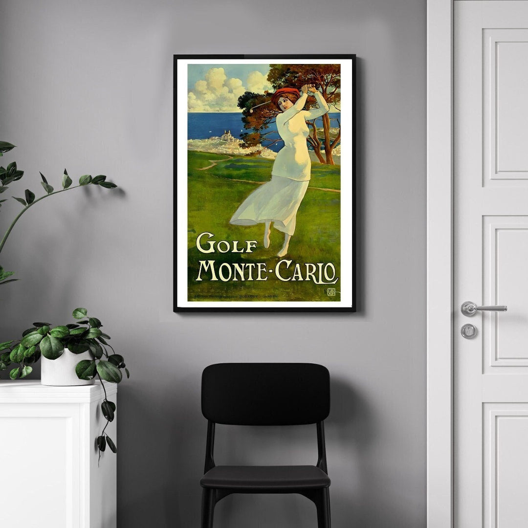 Affiche golf Monté Carlo I Publicité vintage I Affiche publicité retro I Affiche golf