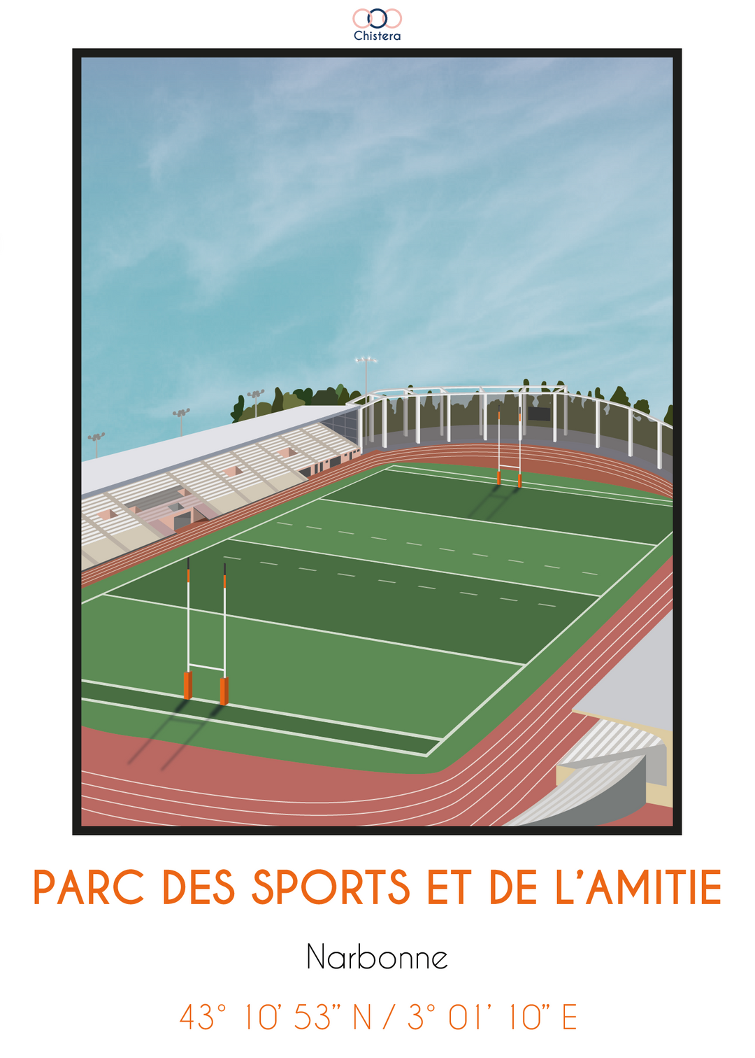 Affiche stade rugby Narbonne I Parc des sport de l'amitié I Affiche rugby